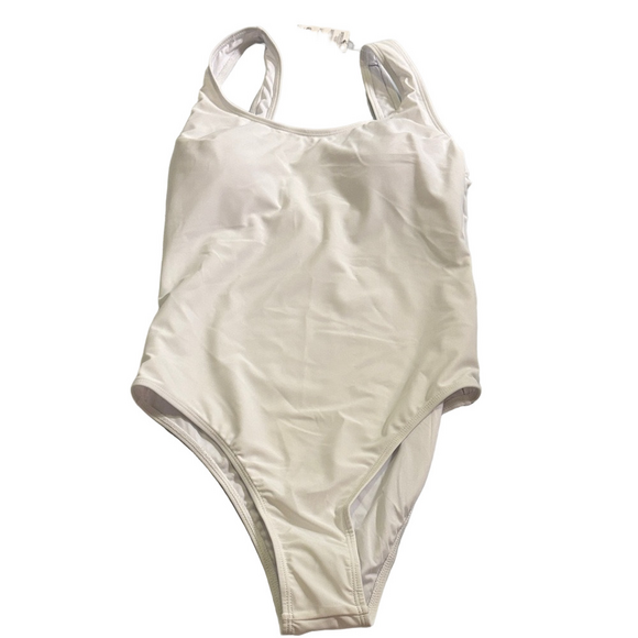 Amazon Essentials White One-Piece Swimsuit M | Classic Minimal Swimwear - Picture 1 of 5